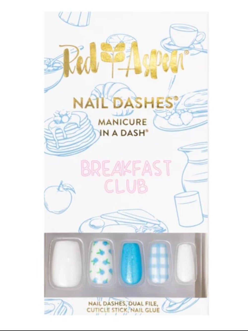 Red Aspen Nail Dashes Breakfast Club Set | Short Square | Press On Nails